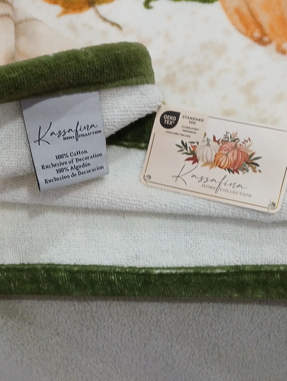 Pumpkin Harvest 100% Cotton Bath Toqel Set- Orange, Green, Cream